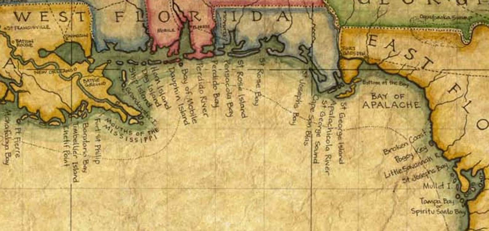 Gulf of Mexico Map Art c. 1820 14 x 19 Florida Etsy