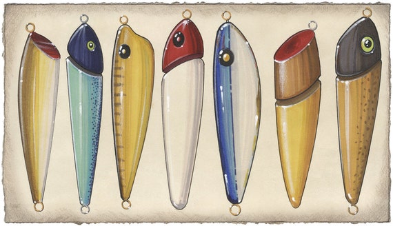 Ancien Leurre De Pêche Sur Glace, Bois Et Métal Peint, Fait Main (USA, 1880-1990)