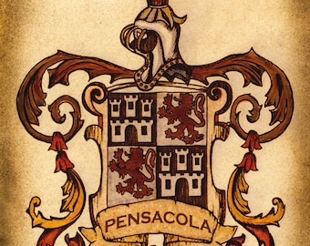 Pensacola Spanish Crest Artwork - Pensacola 1559 - Spain - Spanish Flag - Spanish Crest - Florida - Pensacola - Florida History - Explorers