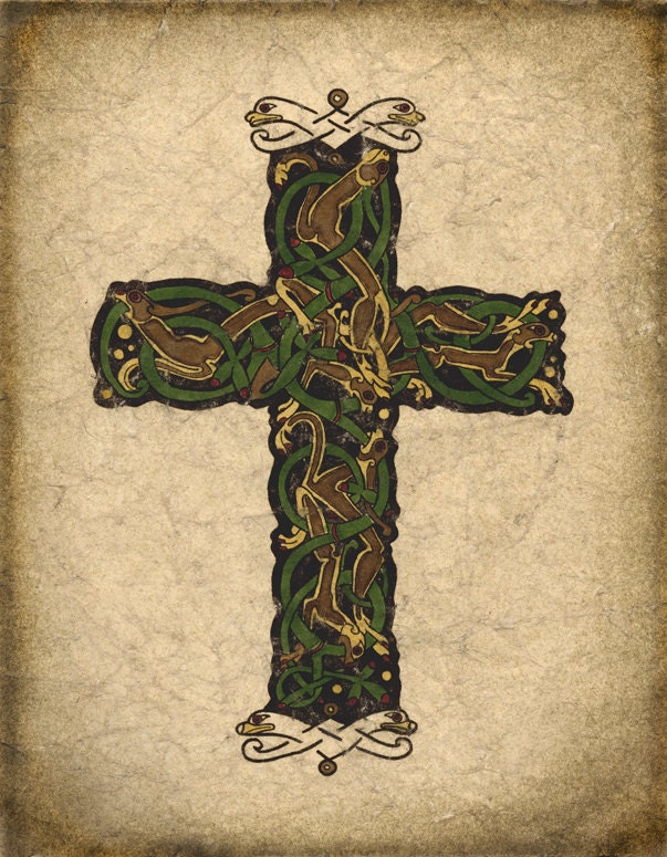 Celtic Cross Art Print Book of Kells Irish Art Celtic Etsy