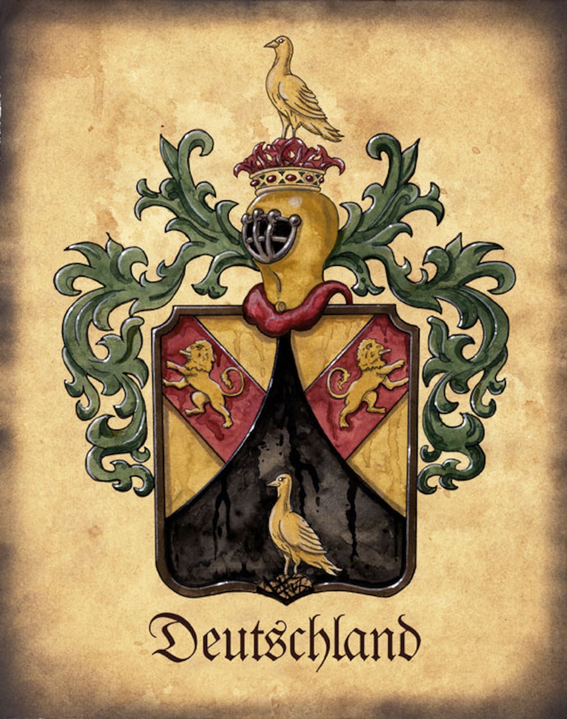 Germany Crest Artwork 8x10 Deutschland German Crest Family - Etsy