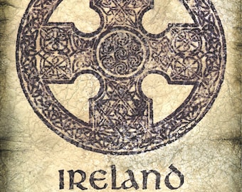 Irish Rubbing Art Print 11 x 14, Celtic Cross, Celtic, Rubbings, Ireland, Irish Artwork, Ireland Prints, Ireland Flag, Ireland Cross, Irish