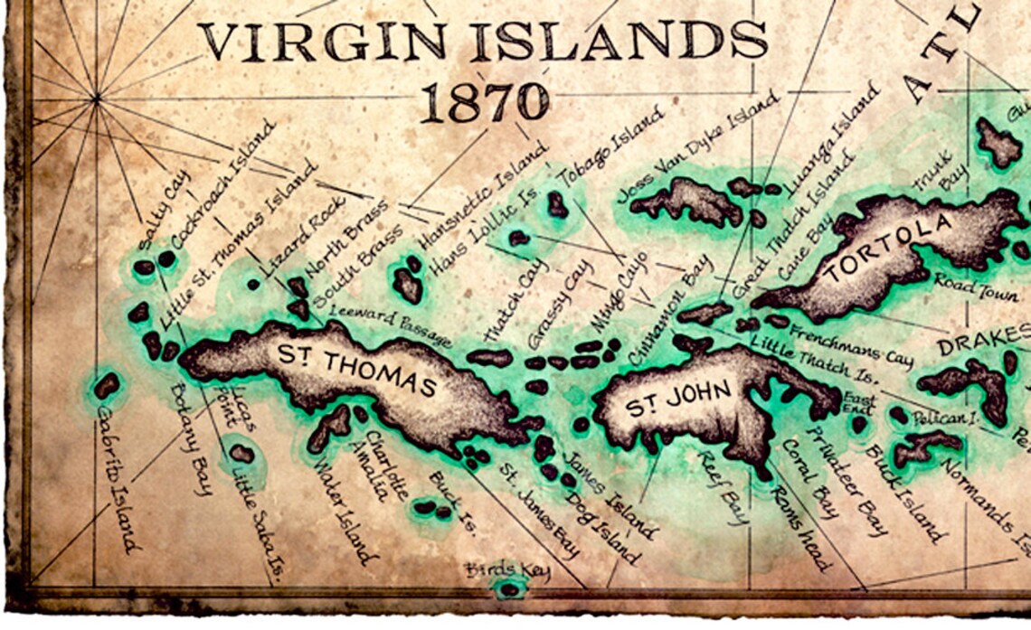 Virgin Islands Map Art Print C.1780 11 X 17 - Etsy