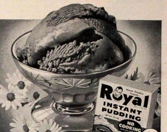 1954 Royal Instant Pudding Mix Ice Cream & Ice Pops Ad Wall Art Kitchen