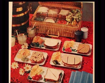 1960 A&P Grocery Store Ad with Jane Parker Bread and Picnic - Wall Art - Home Decor - Kitchen - Retro Vintage Food Advertising