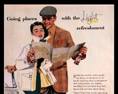 1957 Pepsi Ad - Going Places with the Light Refreshment - Modess Dress Ad - Wall Art - Decor - Retro Vintage Soda Fashion Advertising