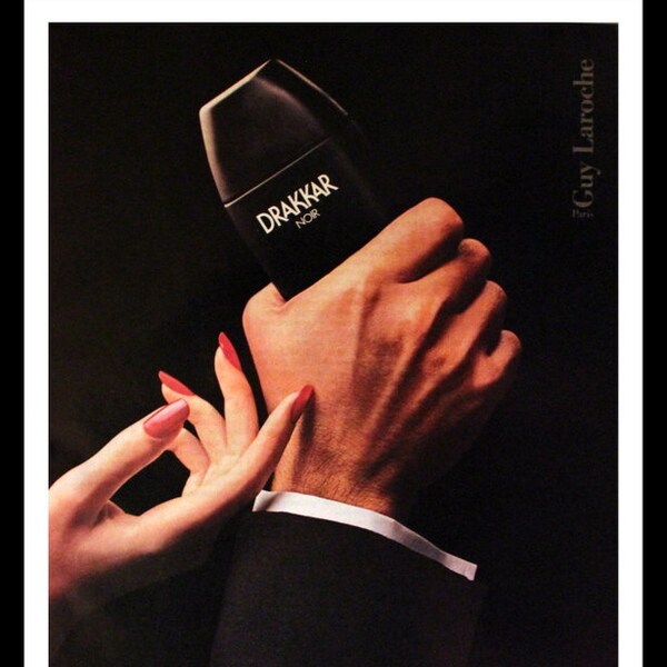 1984 Drakkar Noir Ad - Cologne - Mens - Guy Laroche - Paris - Saks - Wall Art - Bath  - Vanity - Decor - Retro Vintage Fragrance Advertising