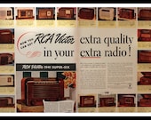 1940 RCA Victor Radio Ad - Wall Art - Home Decor - Double Page - Vintage Prices - 19 Styles - Retro Vintage Electronics Advertising