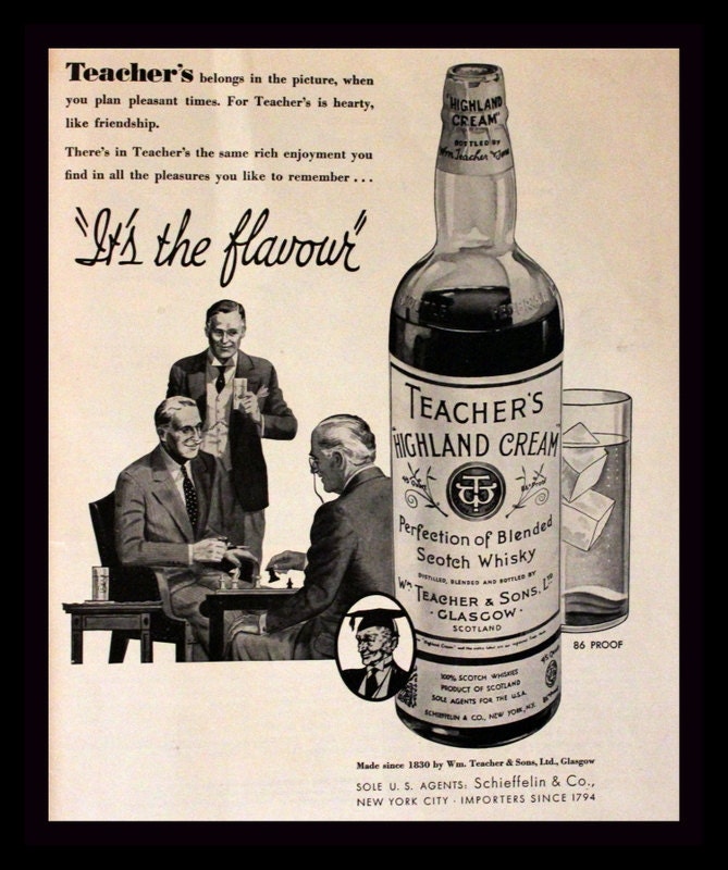 1939 Teacher's Highland Cream Ad Blended Scotch Whisky Etsy India