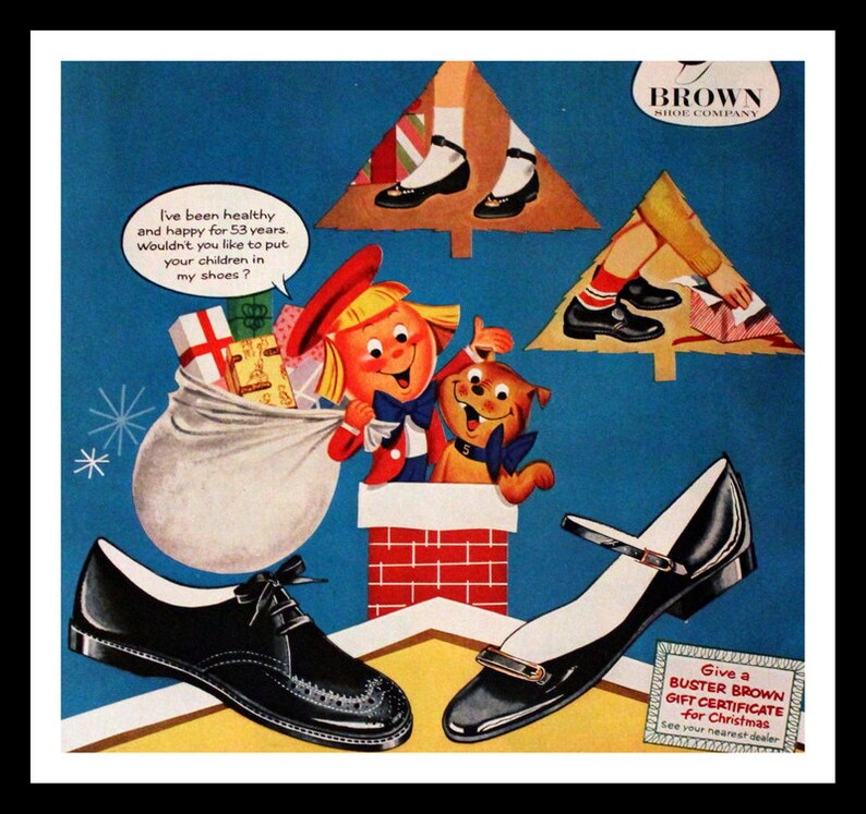 1957 Buster Brown Childrens Shoes Ad Oxford Mary Jane Etsy