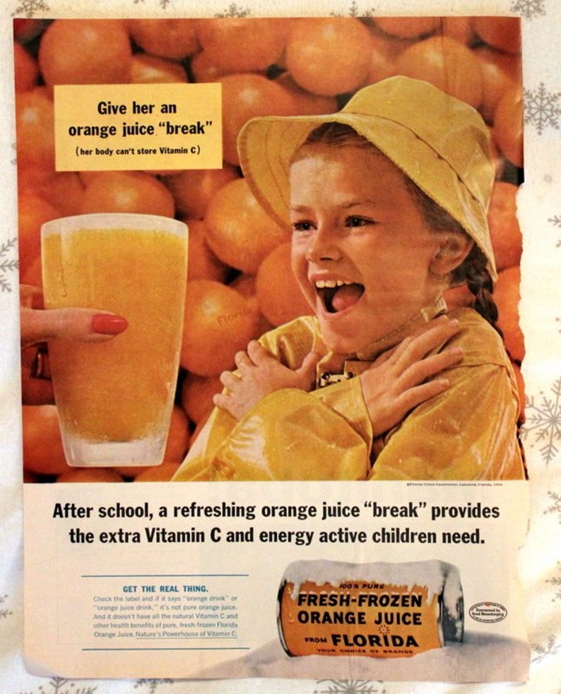 1960s Florida Orange Juice Ad Retro Vintage Food Etsy