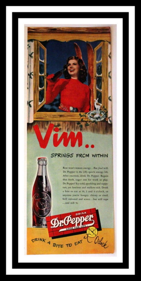 1947 Dr Pepper Ad Wall Art Home Decor Kitchen Soda Etsy