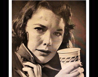 Vintage 1951 Dixie Cups Ad with Flood Relief Illustration - Wall Art - Home Decor - Kitchen - Retro Vintage Household Advertising