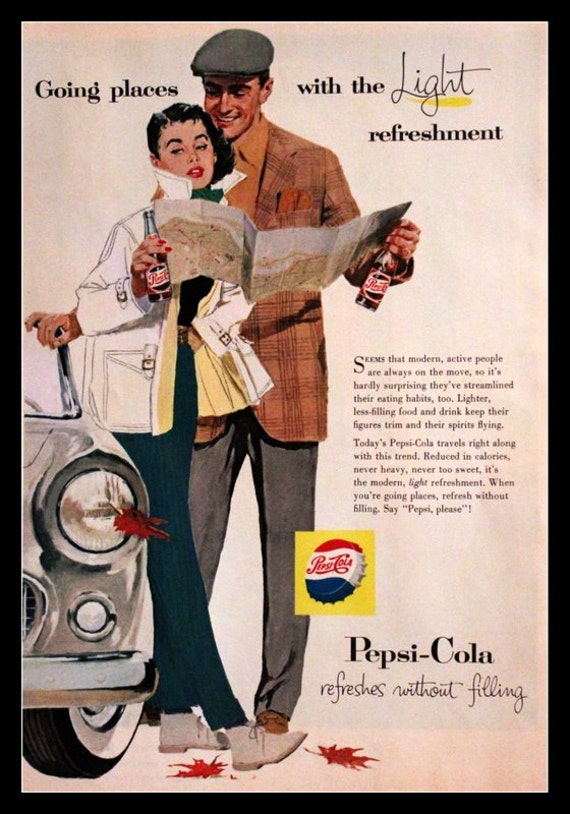 1957 Pepsi Ad Going Places With the Light Refreshment | Etsy
