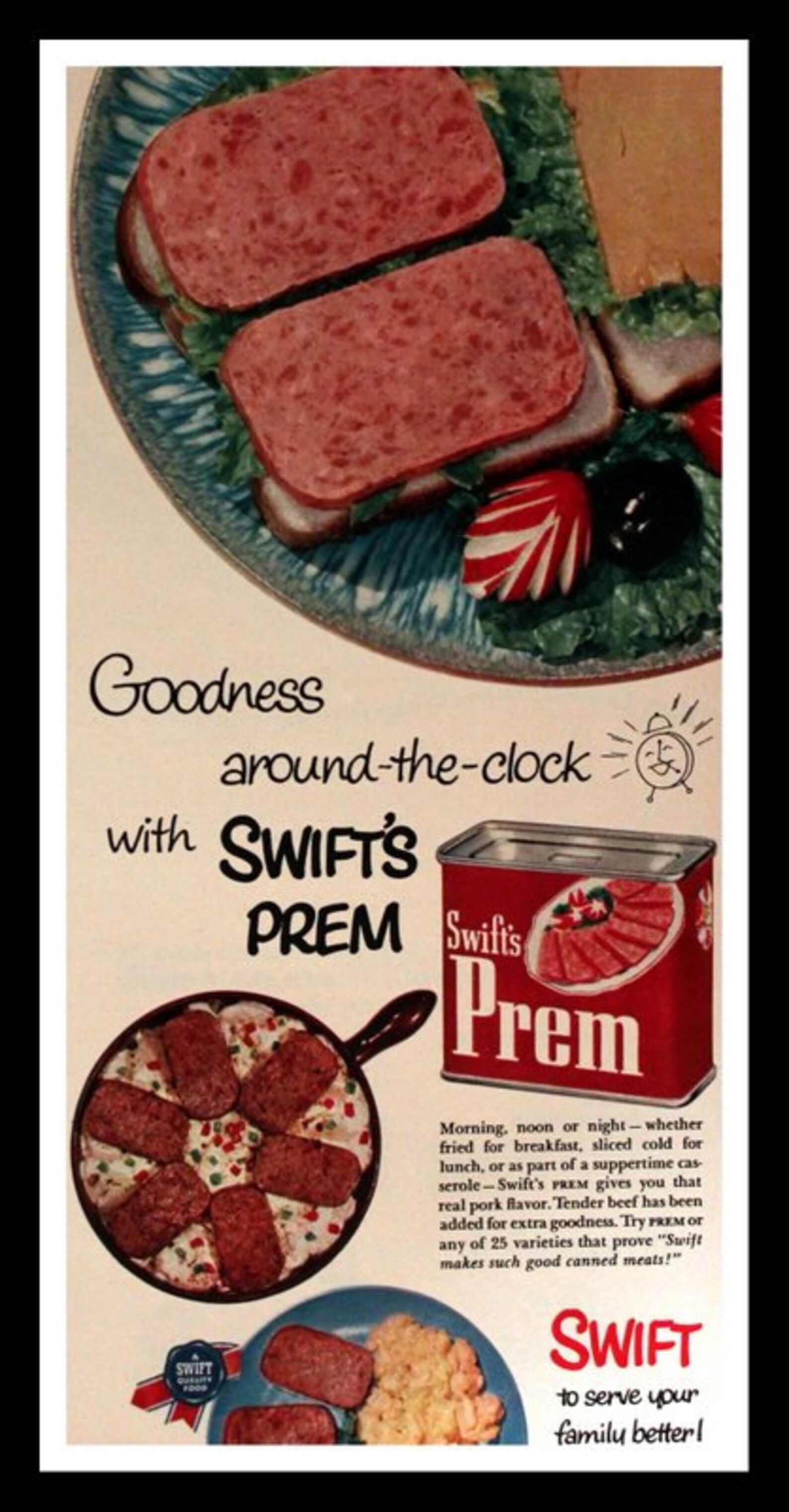 1954 Prem Canned Meat Ad Pork & Beef Wall Art Kitchen Etsy