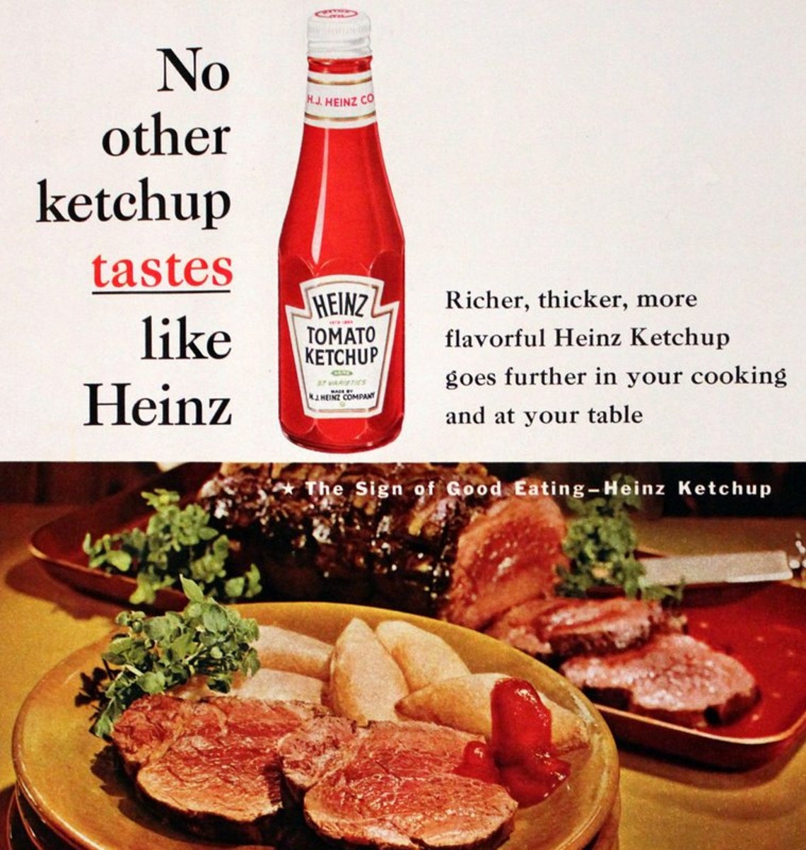 1961 Heinz Ketchup Ad Catsup Steak Beef Roast Celery Etsy