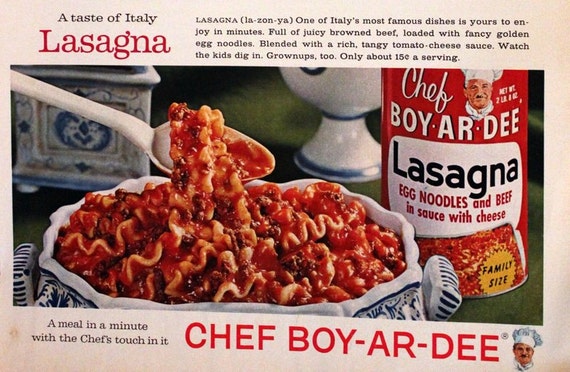 Image result for retro chef boyardee lasagna