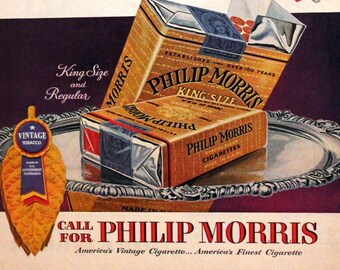 Philip Morris Commander Cigarette Ad Retro Vintage Tobacco | Etsy