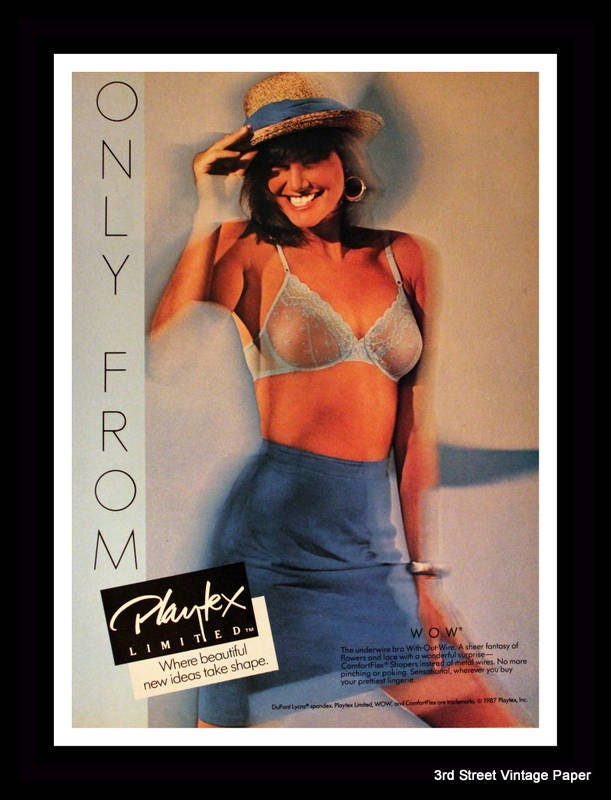 1987 Playtex Bra Ad Lingerie Wall Art Home Decor Bath Vanity 80s Retro  Vintage Fashion & Clothing Advertising -  Singapore