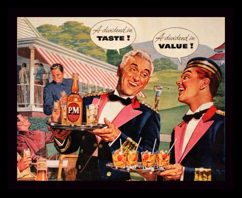 1953 PM Whiskey Ad Whisky Waiters Golf Club | Etsy