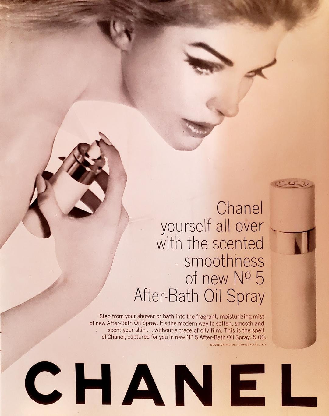 1965 Chanel No. 5 After Bath Oil Spray Ad Chanel No 5 Wall 