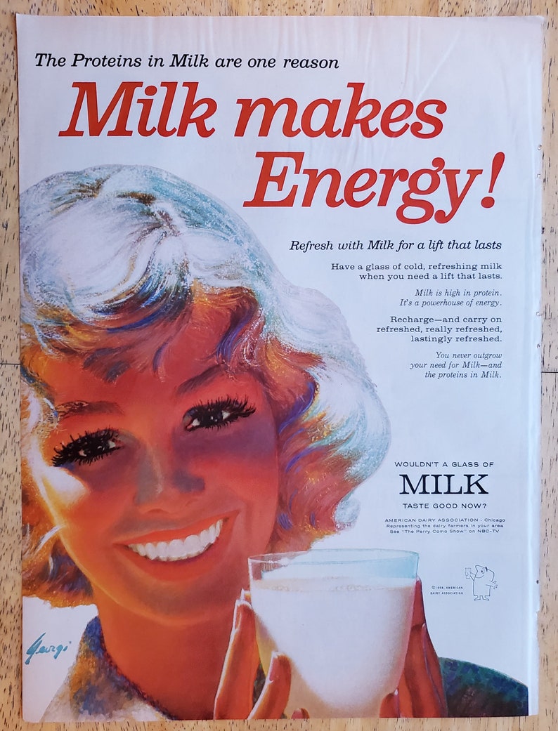 1958 American Dairy Association Milk Ad Wall Art Home Etsy