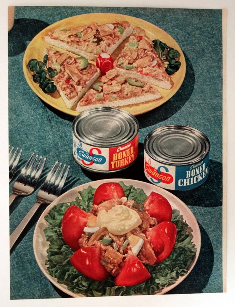 1954 Swanson Canned Chicken Turkey Ad Wilson s Chopped Etsy