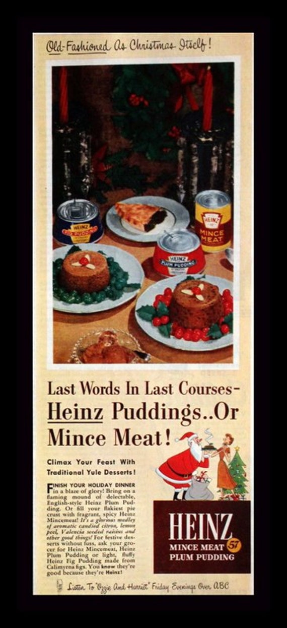 1951 Heinz Canned Plum Pudding and Mince Meat Ad Wall Art Etsy