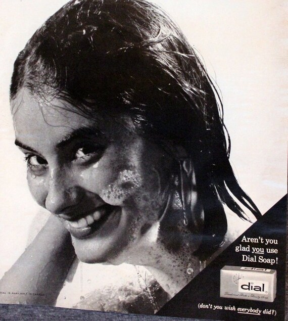 1961 Dial Soap Ad With Happy Girl Showering Retro Vintage Etsy