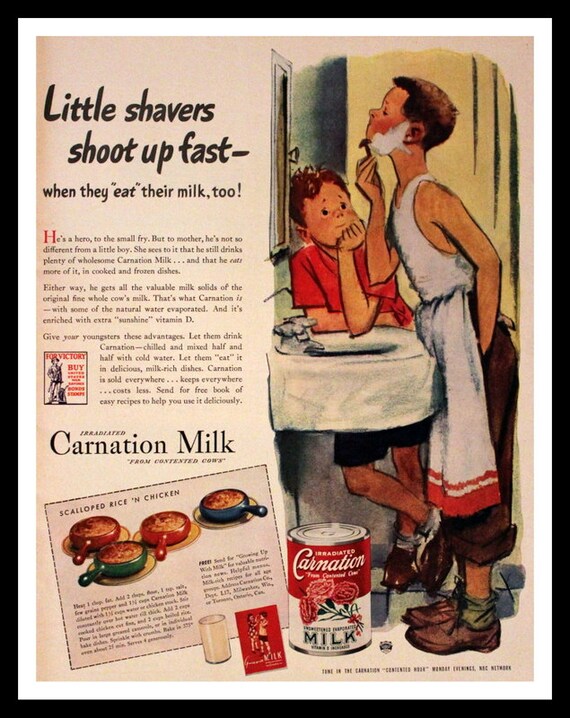 1943 Anjer Melk Advertentie Met Young Boy Leren Scheren Wall Etsy