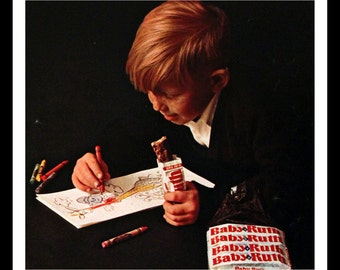 1964 Baby Ruth & Butterfinger Candy Bar Ad with Coloring Book - Wall Art - Home Decor - Kids - Chocolate - Retro Vintage Food Advertising