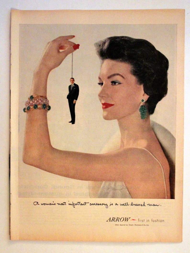 1956 Arrow Mens Clothing Ad , Suit , Wall Art , Home Decor , Retro Fashion Advertising
