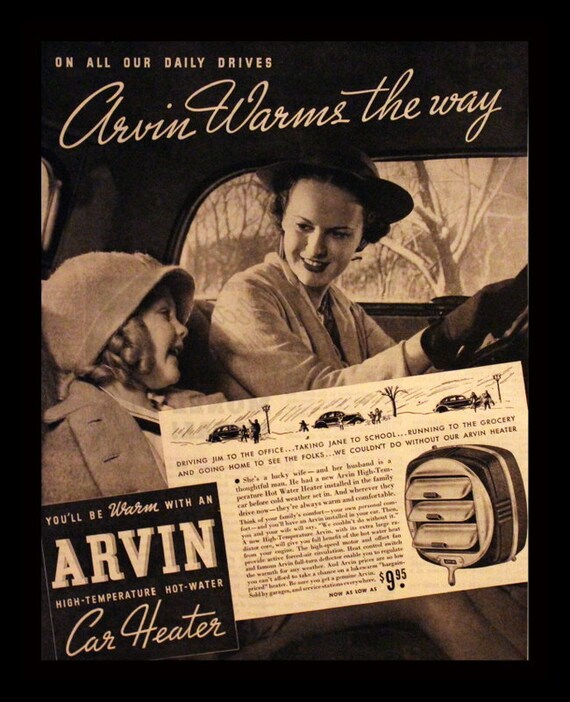 1936 Arvin Hot Water Car Heater Ad Mother with Daughter | Etsy