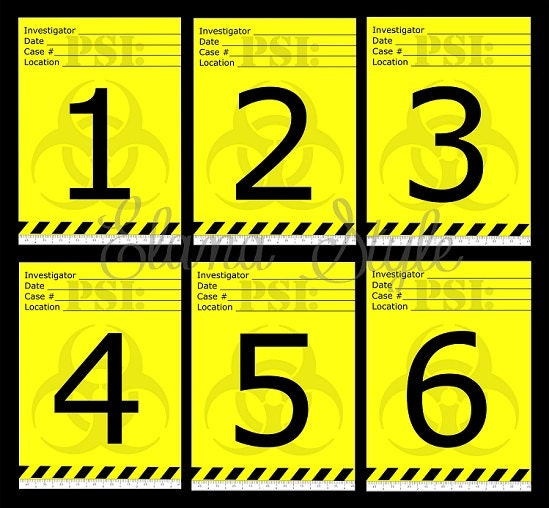 Murder Mystery Table Numbers 1 20 Black Yellow Caution Etsy