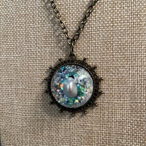 mermaid real pearl resin cameo pendant