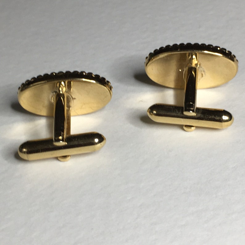 Faux Onyx Oval Gold Tone Cuff Links