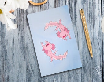 Axolotl Notebook, Paperback Journal, 6”x9”, 150 lined pages