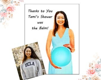 Baby Shower Favors - Custom EOS Lip Balm Baby Bump Note Cards - Digital