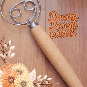 Danish Dough Whisk for Sourdough Bread Baking with Wooden Handle 10 inch