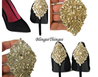 Crystal Rhinestone Beaded Applique Hotfix Bridal Sash Headpiece High Heels Heel Shoes DIY Fashion Accessory Wedding Bride Gold Silver Metal