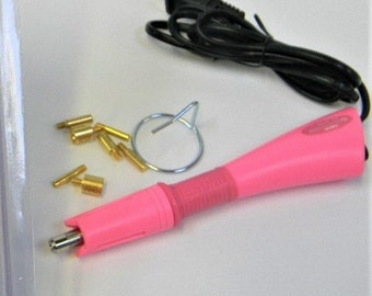 HOTFIX APPLICATOR Wand Choose Color Pink or Purple for use with Hotfix Rhinestones 7 Sizes Interchangeable Tips 100-240V