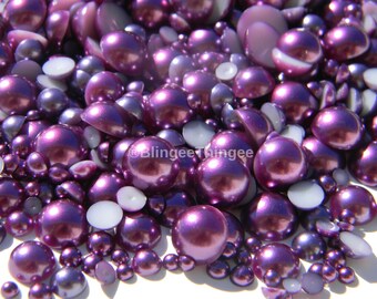 50 Grape Beads Mix  Purple Tones  Round Pearl
