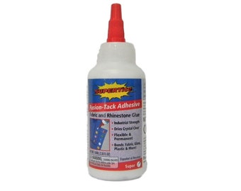 SUPERTITE Fusion Tack Adhesive  3.38 FL Oz 100 ml Fabric and Rhinestone Glue Industrial Strength Flexible Permanent