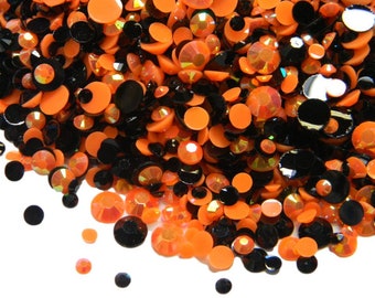 1500 HALLOWEEN Colors Mixed Sizes Flatback Jelly Resin Rhinestones Orange AB Black 3mm 4mm 5mm 6mm Diy Deco Bling Kit HALLOWEEN #1