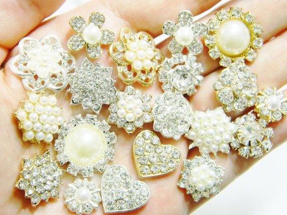  Flat Back Rhinestones Buttons Embellishments with