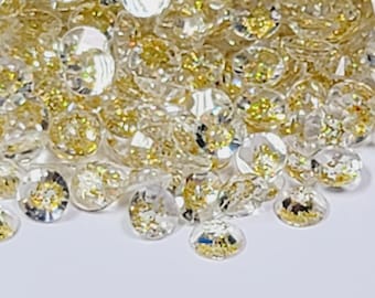 CLEARANCE Glitter Gems Golden Flatback Transparent Resin Rhinestones  1000 3mm 4mm 5mm or 200 6mm Faceted Bling  Starry Sky Series