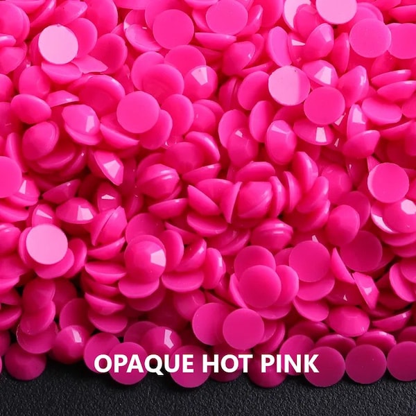 OPAQUE HOT PINK Flatback Jelly Resin Rhinestones with No Ab Coating Choose Size 2mm 3mm 4mm 5mm or 6mm Bling Embellishments Nonhotfix