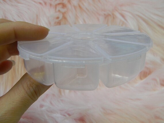 CLEAR Round Storage Container 8 Compartments Bead Rhinestone Craft