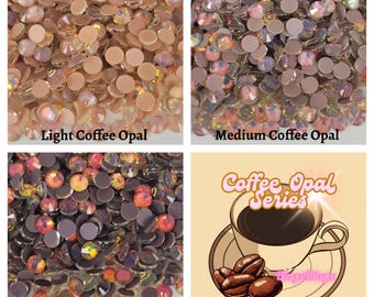 Coffee Opal Series  Flatback Glass Faceted  Rhinestones Choose Color Size ss6 ss10 ss12 ss16 ss20 ss30 Bling High Quality Gems Jewels