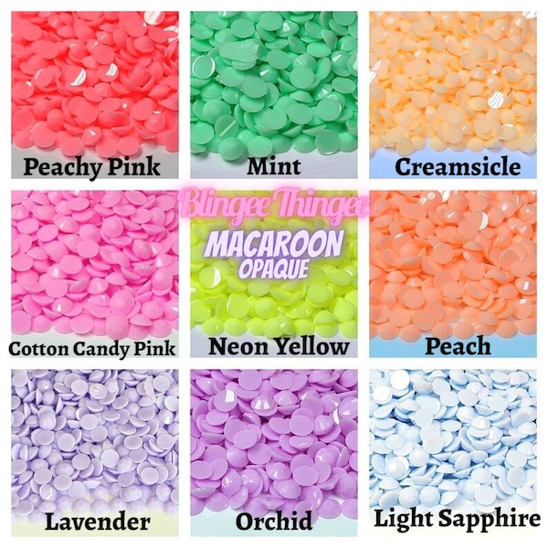 MACAROON OPAQUE Choose Color and Size Flatback Jelly Resin Rhinestones with No Ab Coating Choose Size  3mm 4mm 5mm